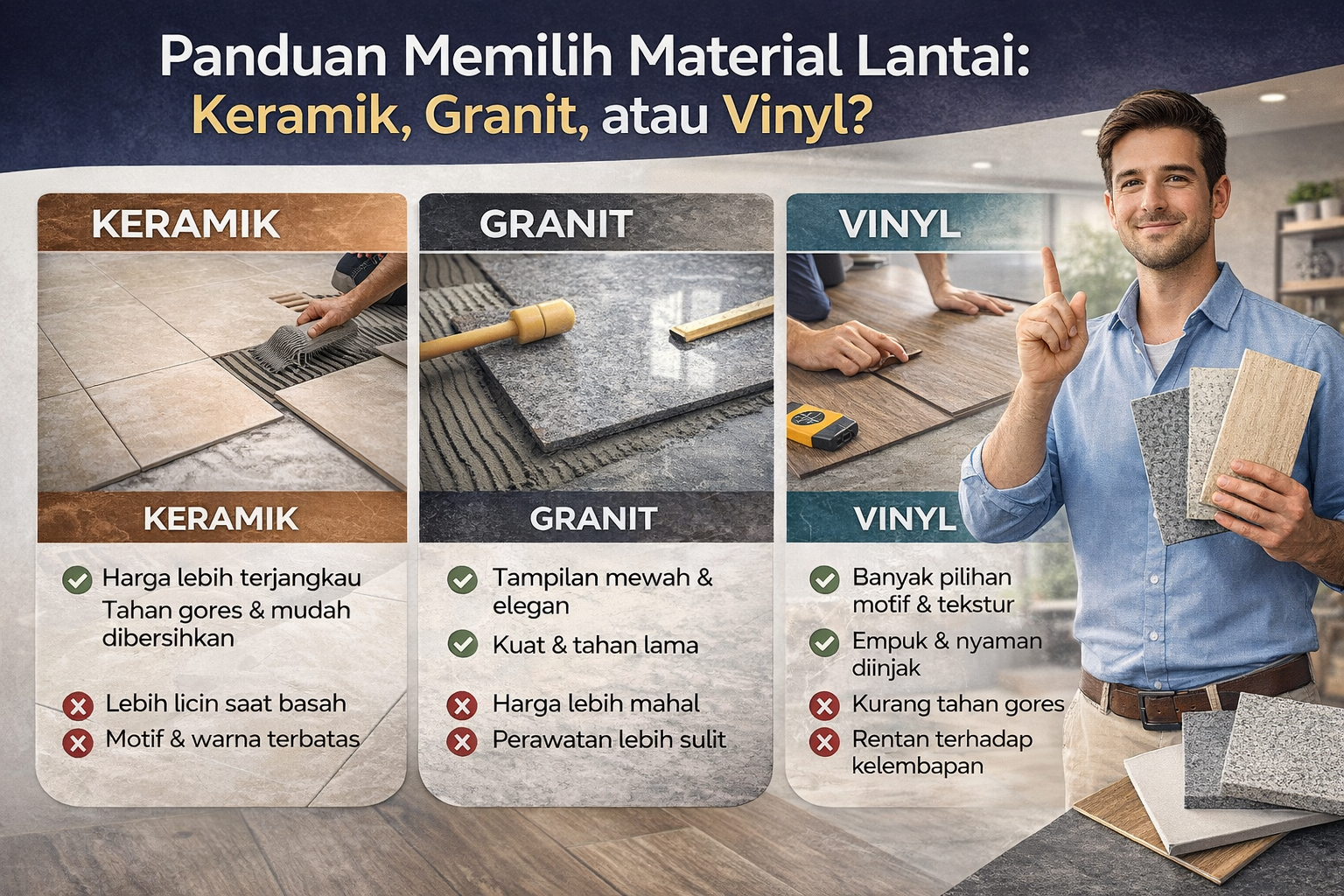 Panduan Memilih Material Lantai: Keramik, Granit, atau Vinyl?